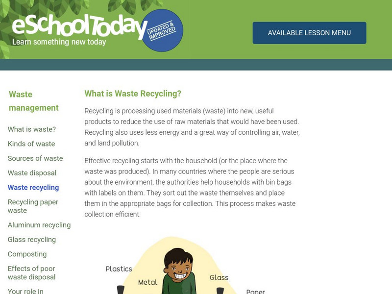 E School Today: What Young People Can Do to Help With Waste Management Handout E School Today: What Young People Can Do to Help With Waste Management Handout