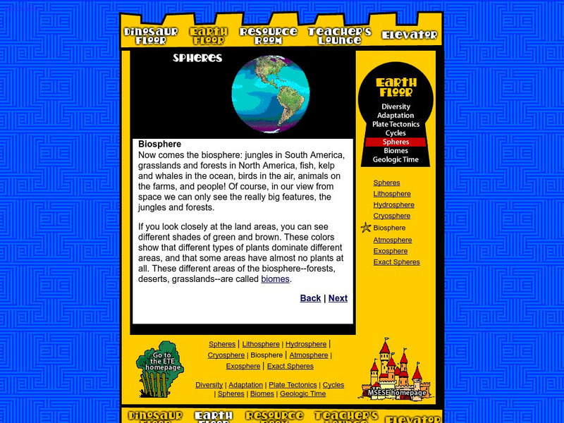 Nasa: Classroom of the Future: Spheres: Biosphere Handout Nasa: Classroom of the Future: Spheres: Biosphere Handout