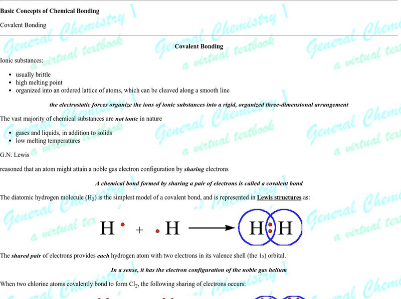 Florida State University: Basic Concepts of Covalent Bonding: Covalent Bonding Handout Florida State University: Basic Concepts of Covalent Bonding: Covalent Bonding Handout