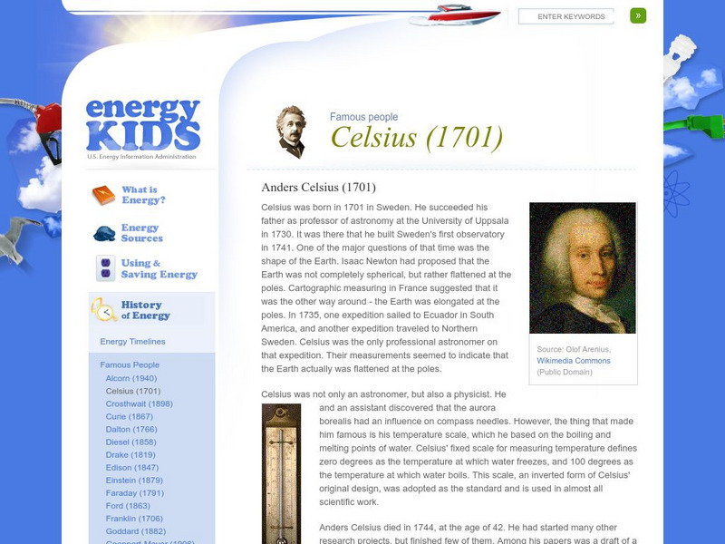 U.s. Eia Energy Kids: Famous People: A. Celsius Handout U.s. Eia Energy Kids: Famous People: A. Celsius Handout