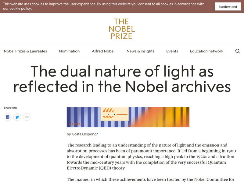 The Nobel Prize: The Dual Nature of Light as Reflected in the Nobel Archives Handout The Nobel Prize: The Dual Nature of Light as Reflected in the Nobel Archives Handout