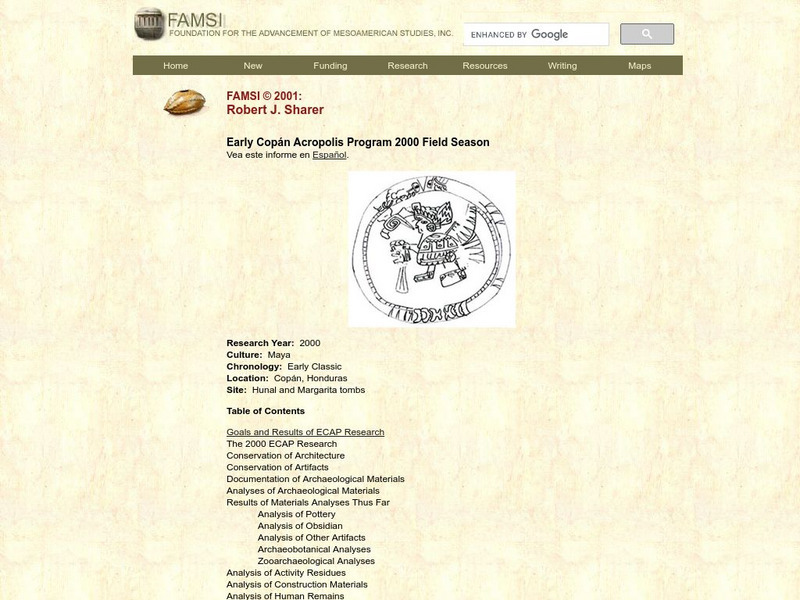 Famsi: Early Copan Acropolis Program 2000 Field Season Website Famsi: Early Copan Acropolis Program 2000 Field Season Website