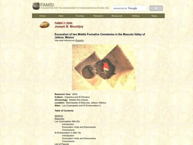 Famsi: Excavation of Formative Cemeteries in Mascota Valley, Mx Website Famsi: Excavation of Formative Cemeteries in Mascota Valley, Mx Website