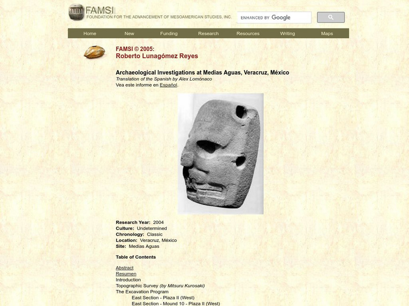 Famsi: Archaeological Investigations at Medias Aguas, Veracruz Website
