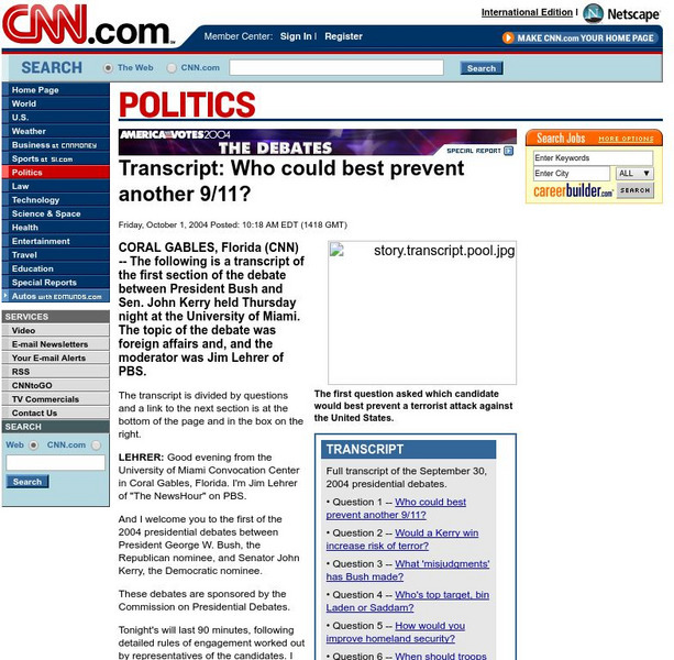 Cnn: Transcript: Who Could Best Prevent Another 9/11? Primary Cnn: Transcript: Who Could Best Prevent Another 9/11? Primary