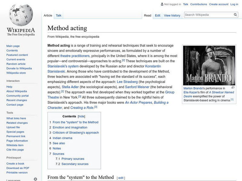 Wikipedia: Method Acting Handout