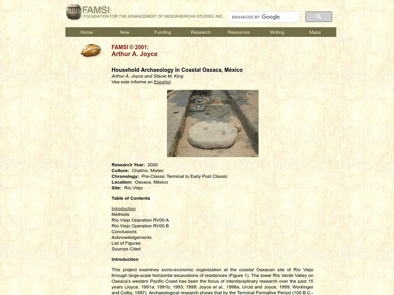 Famsi: Household Archaeology in Coastal Oaxaca, Mexico Handout Famsi: Household Archaeology in Coastal Oaxaca, Mexico Handout