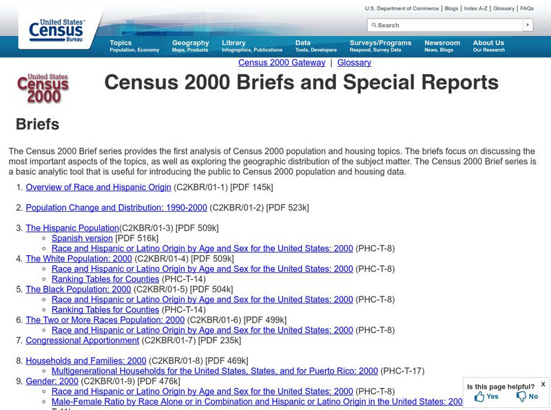 Census 2000 Briefs Primary Census 2000 Briefs Primary