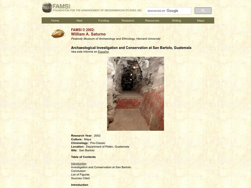 Famsi: Investigation and Conservation at San Bartolo (2002) Website