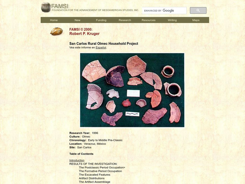 Famsi: San Carlos Rural Olmec Household Project (1996) Website