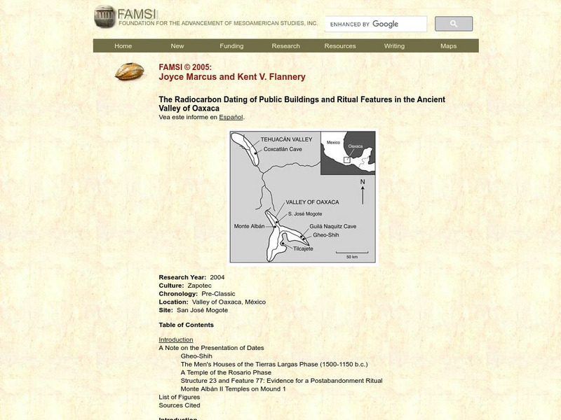 Famsi: Radiocarbon Dating of Ritual Features in Oaxaca (2004) Handout
