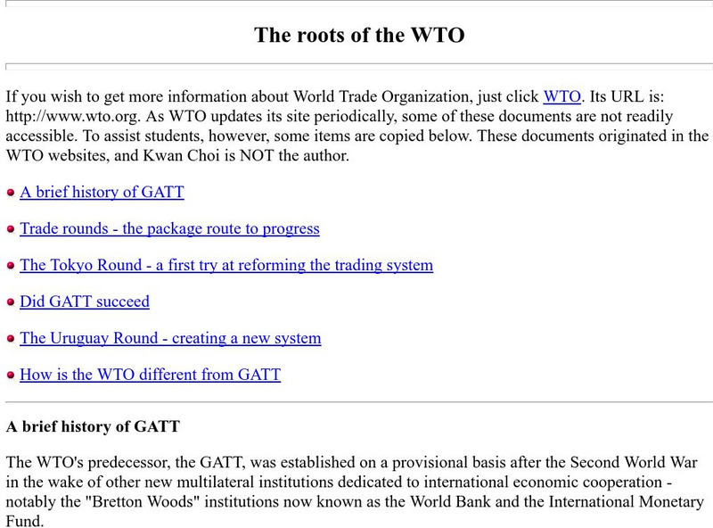 The Roots of the Wto Website The Roots of the Wto Website