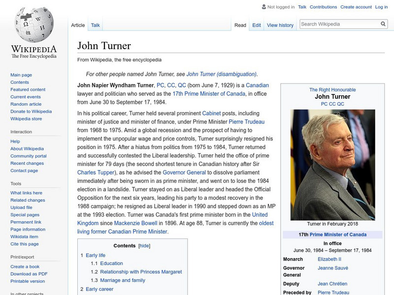 Wikipedia: John Turner Handout Wikipedia: John Turner Handout
