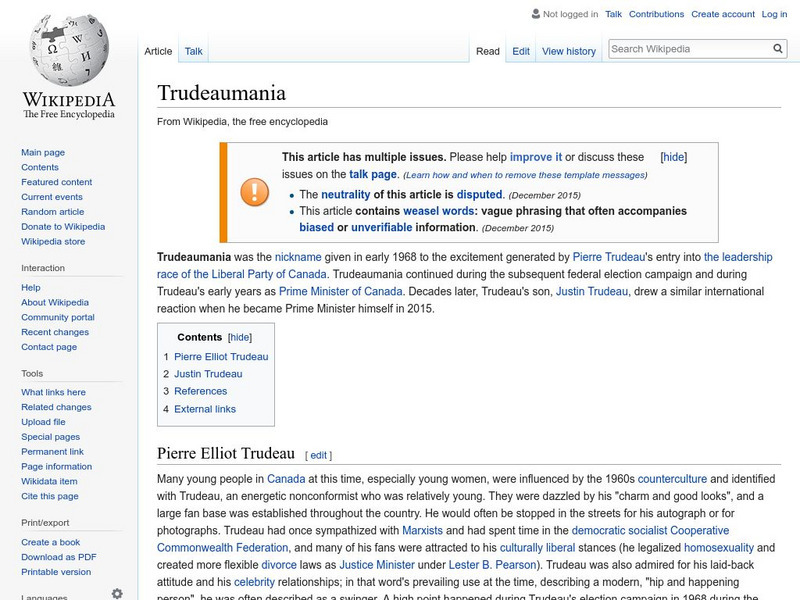 Wikipedia: Trudeaumania Handout