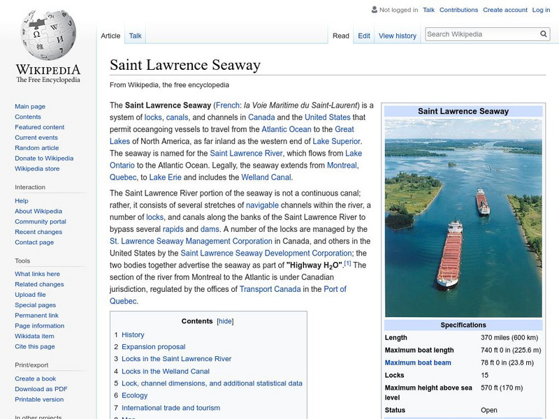 Wikipedia: Saint Lawrence Seaway Handout Wikipedia: Saint Lawrence Seaway Handout