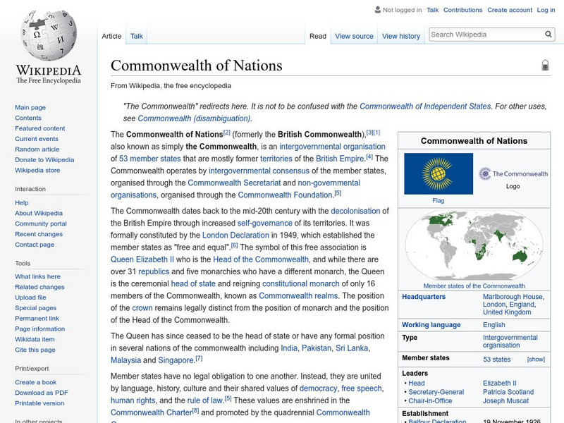 Wikipedia: Commonwealth of Nations Handout Wikipedia: Commonwealth of Nations Handout