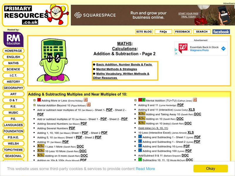Primary Resources: Addition and Subtraction Higher Numbers Professional Doc