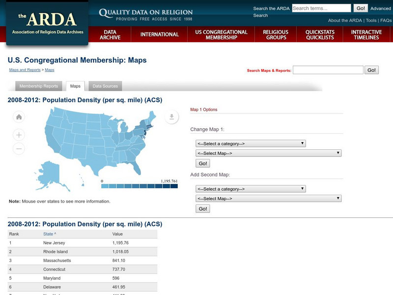 Association of Religion Data Archives: u.s. Population Density Map Interactive Association of Religion Data Archives: u.s. Population Density Map Interactive