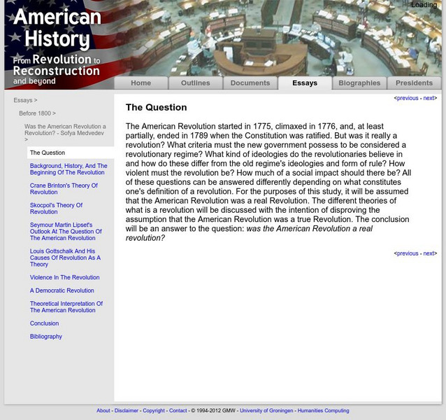 American History: Essays: American Revolution Activity American History: Essays: American Revolution Activity