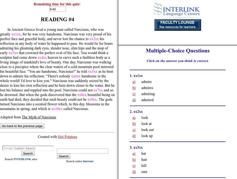 Interlink Language Center: Reading #4 Unknown Type Interlink Language Center: Reading #4 Unknown Type