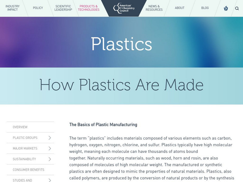 American Chemistry Council: How Plastics Are Made Handout American Chemistry Council: How Plastics Are Made Handout