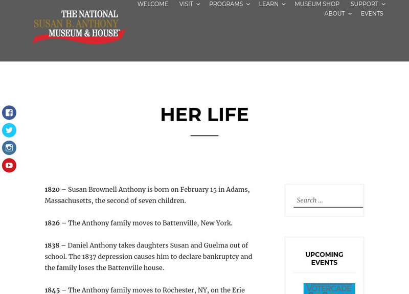 Susan B. Anthony House: Her Story Handout Susan B. Anthony House: Her Story Handout