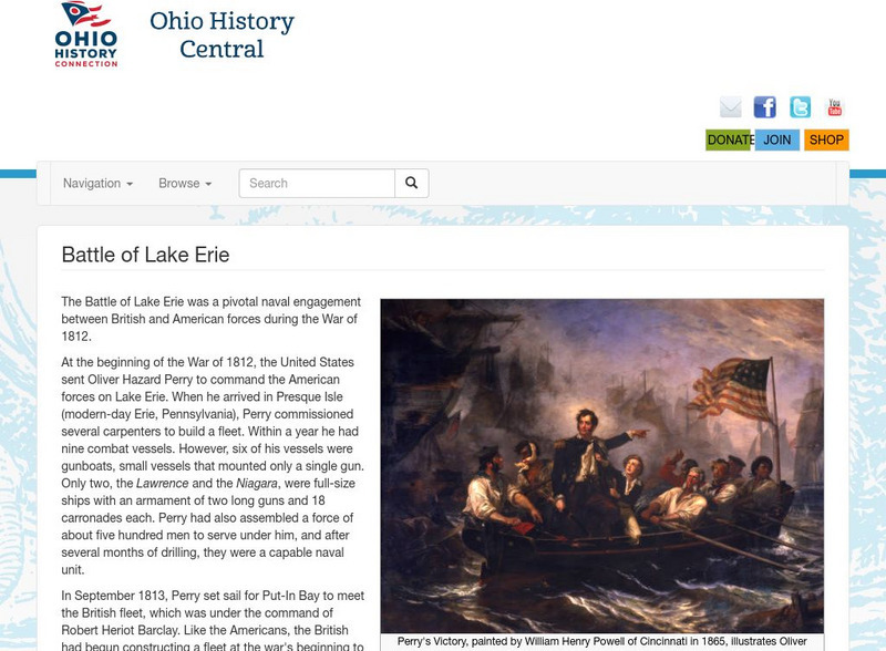Ohio History Central: Battle of Lake Erie Handout Ohio History Central: Battle of Lake Erie Handout