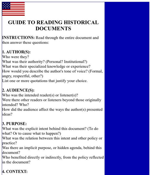 Score: Guide to Reading Historical Documents Handout Score: Guide to Reading Historical Documents Handout