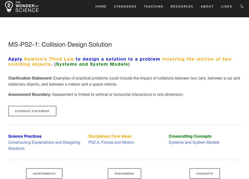 The Wonder of Science: Ms Ps2 1: Collision Design Solution Lesson Plan The Wonder of Science: Ms Ps2 1: Collision Design Solution Lesson Plan