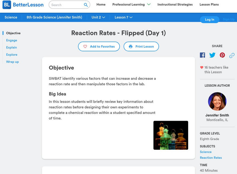 Better Lesson: Reaction Rates Flipped (Day 1) Lesson Plan