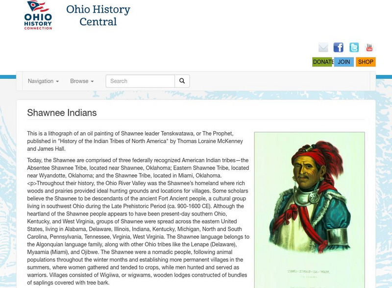 Ohio History Central: Shawnee Indians Handout