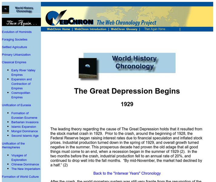Then Again: Web Chron: The Great Depression Begins 1929 Activity Then Again: Web Chron: The Great Depression Begins 1929 Activity