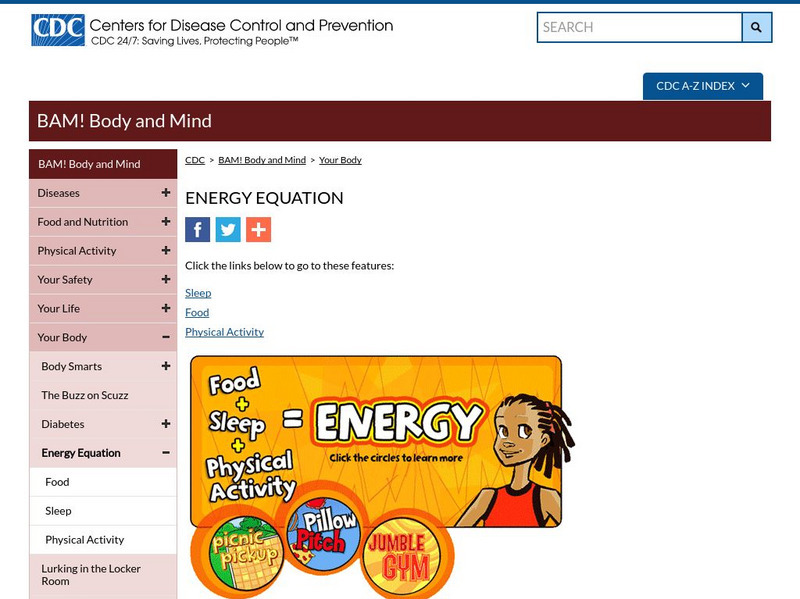 Centers for Disease Control: Bam! Your Body: The Energy Equation Interactive Centers for Disease Control: Bam! Your Body: The Energy Equation Interactive