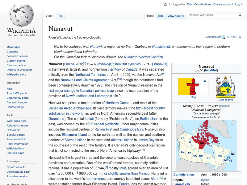 Wikipedia: Nunavut Handout Wikipedia: Nunavut Handout