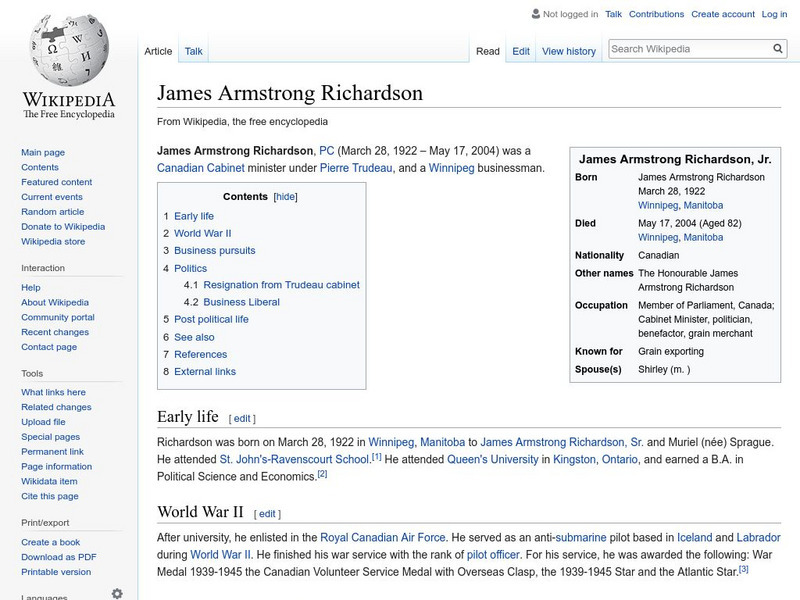 Wikipedia: James Armstrong Richardson Handout Wikipedia: James Armstrong Richardson Handout