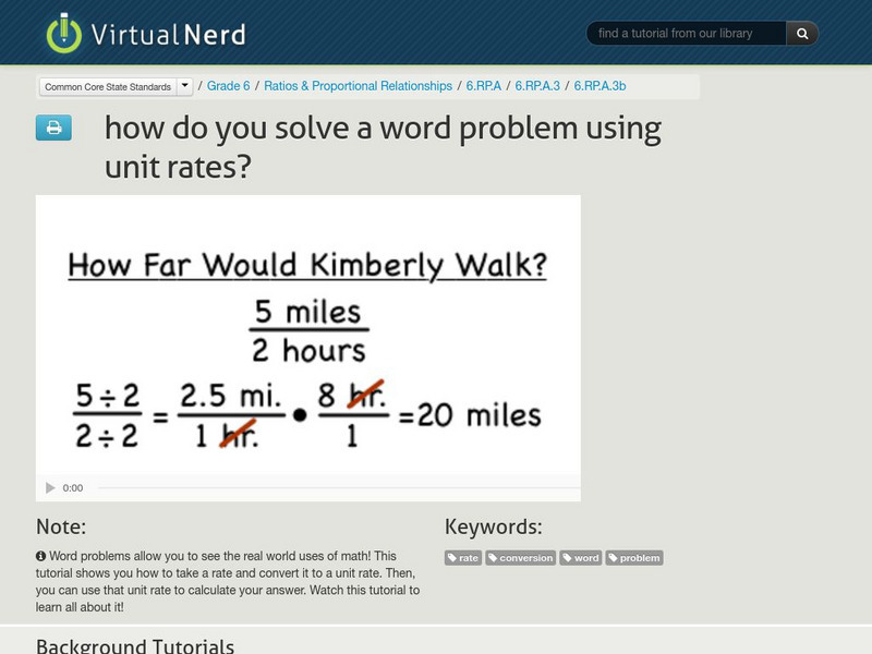 Virtual Nerd: How Do You Solve a Word Problem Using Unit Rates? Website Virtual Nerd: How Do You Solve a Word Problem Using Unit Rates? Website