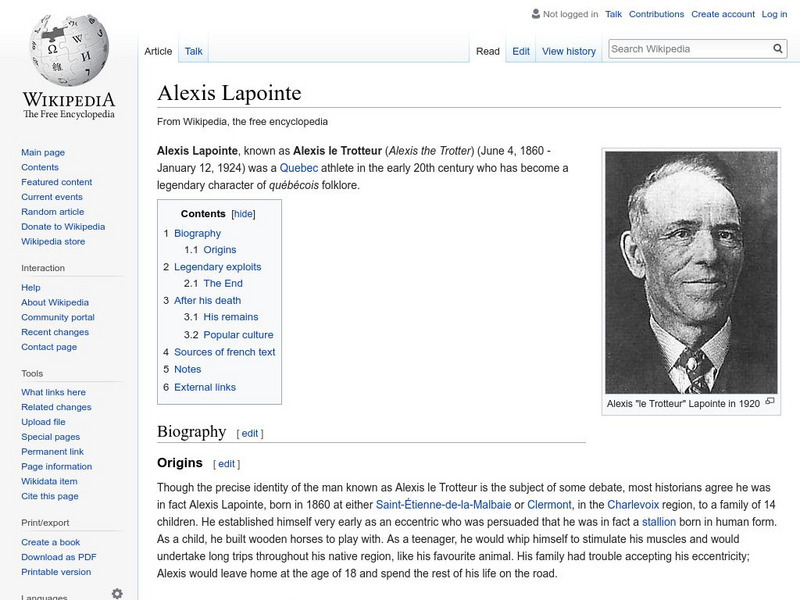 Wikipedia: Alexis Lapointe Handout