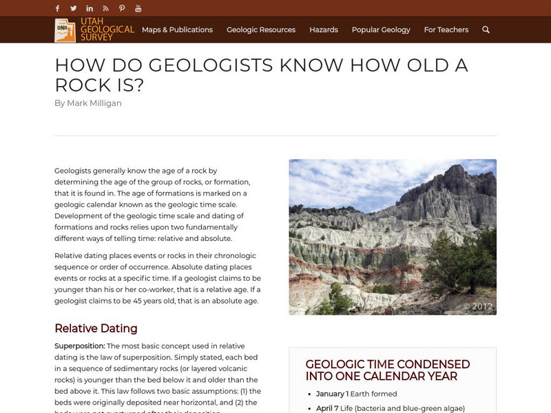 Utah Geological Survey: How Do Geologists Know How Old a Rock Is? Article Utah Geological Survey: How Do Geologists Know How Old a Rock Is? Article