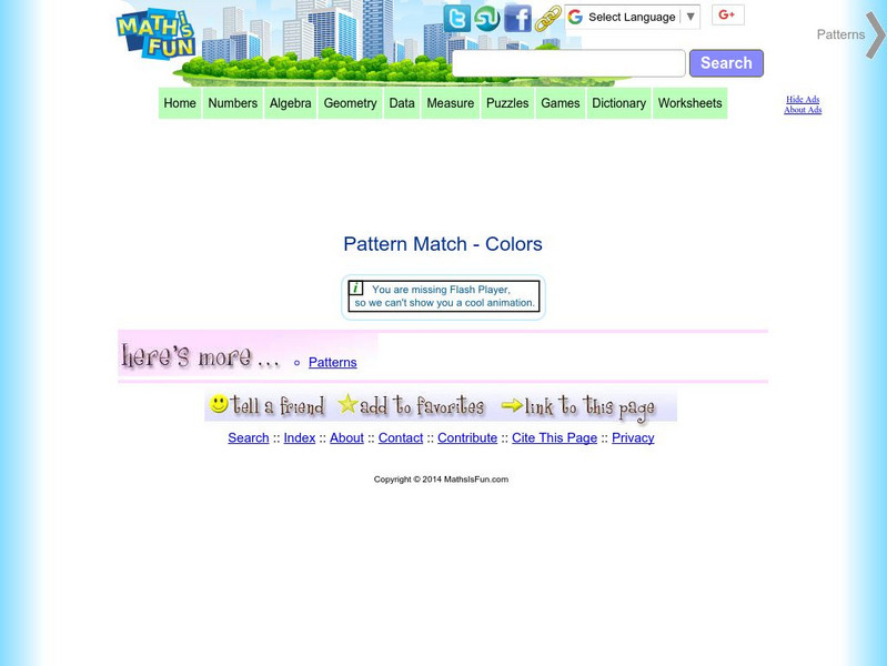 Math Is Fun: Pattern Match: Colors Interactive