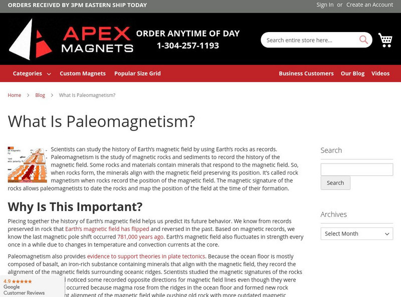 Apex Magnets: What Is Paleomagnetism? Handout Apex Magnets: What Is Paleomagnetism? Handout