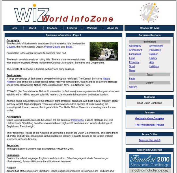 World Info Zone: Suriname Handout World Info Zone: Suriname Handout