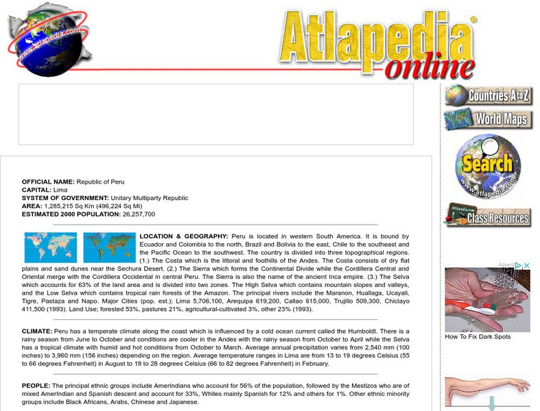 Atlapedia Online: Peru Handout Atlapedia Online: Peru Handout