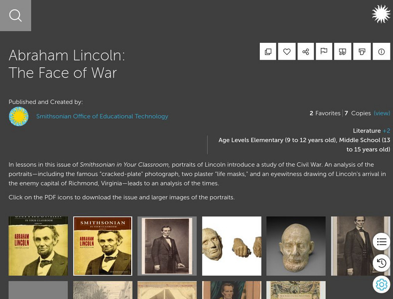 Smithsonian Learning Lab: Abraham Lincoln: The Face of a War Lesson Plan Smithsonian Learning Lab: Abraham Lincoln: The Face of a War Lesson Plan