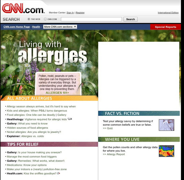 Cnn: Living With Allergies Website Cnn: Living With Allergies Website