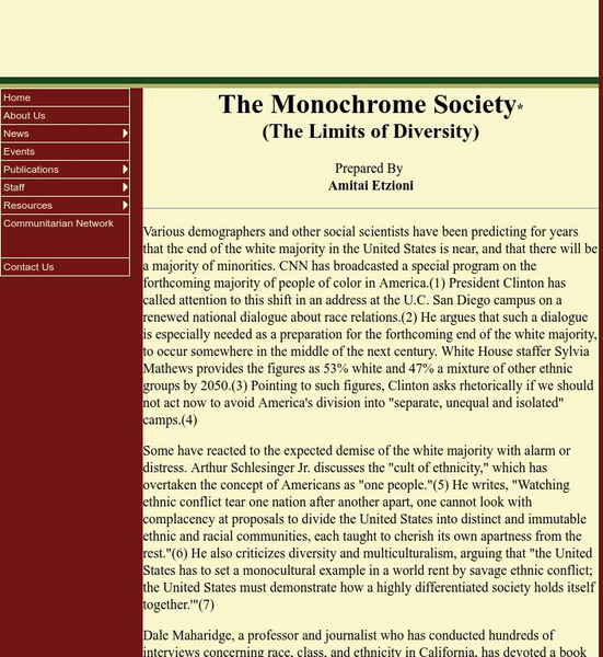 Communitarian Network: The Monochrome Society Handout Communitarian Network: The Monochrome Society Handout