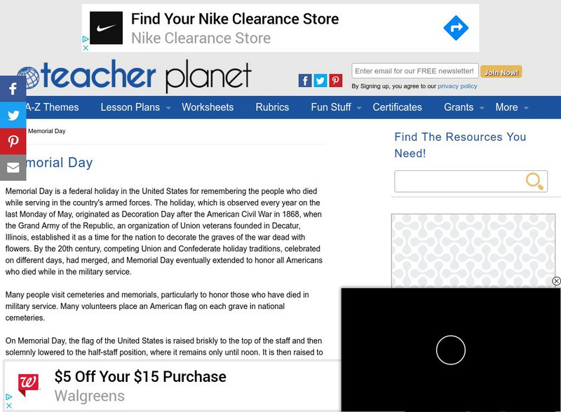 Teacher Planet: Memorial Day Lesson Plan Teacher Planet: Memorial Day Lesson Plan