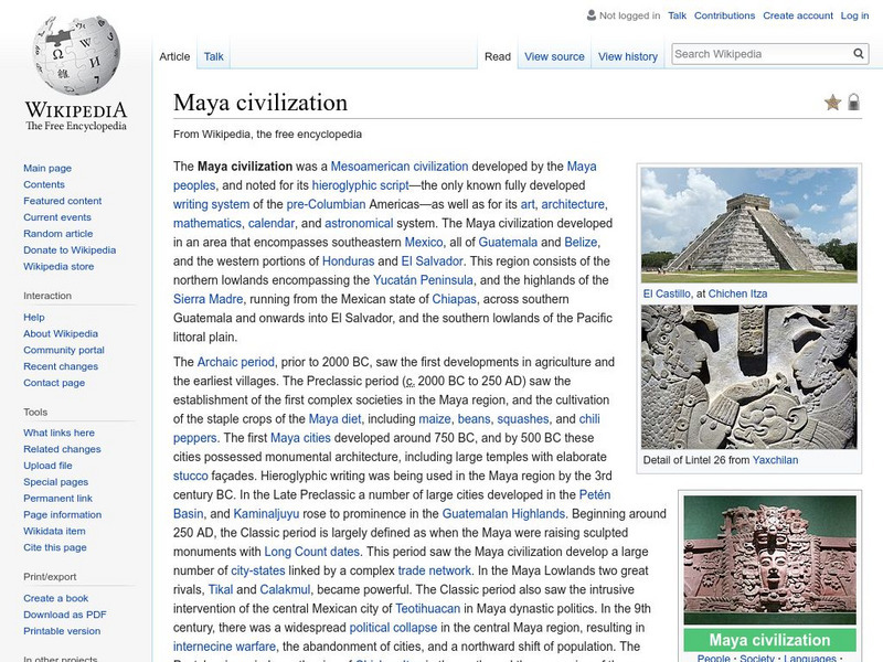 Wikipedia: Maya Civilization Handout Wikipedia: Maya Civilization Handout