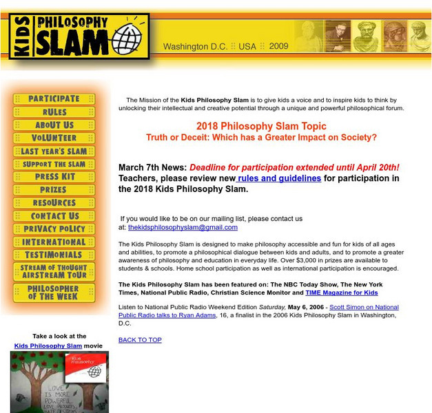 Kids Philosophy Slam Website Kids Philosophy Slam Website