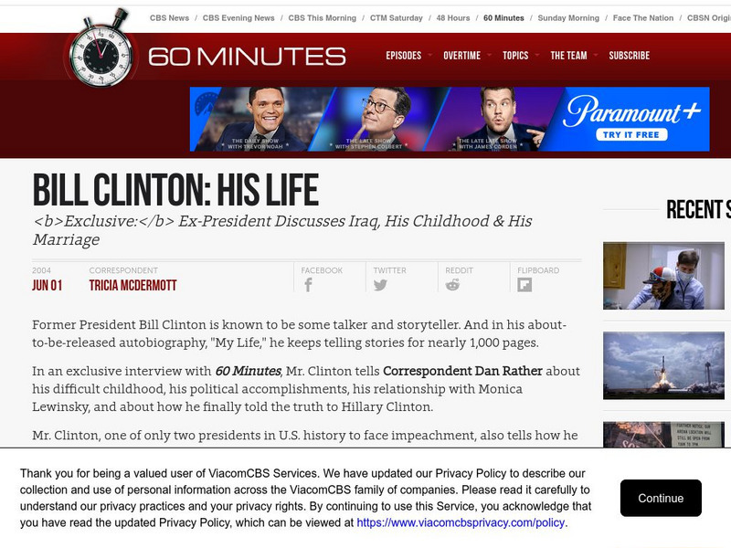Cbs News: Bill Clinton, His Life Article Cbs News: Bill Clinton, His Life Article