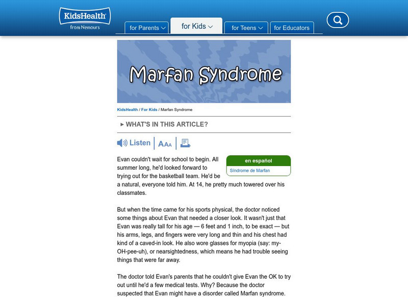 Kids Health: Marfan Syndrome Audio Kids Health: Marfan Syndrome Audio